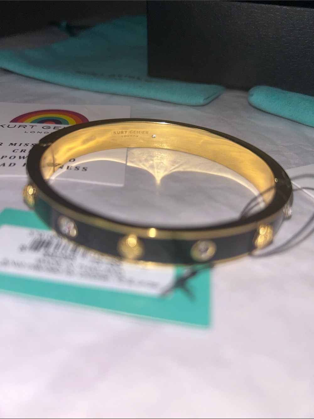 Kurt Geiger SETLondon Enamel Eagle Bangle& matching small hoop earrings set NWT - Picture 5 of 6